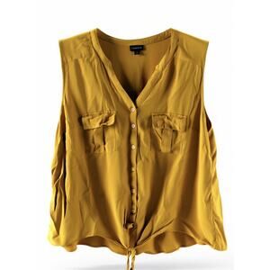 Torrid Women’s Yellow Rayon Sleeveless Button Up Tie Front Size 2 = 2XL